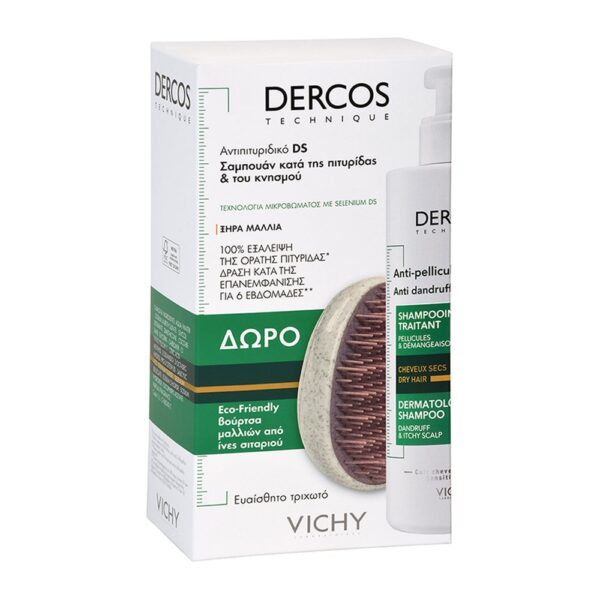 Vichy Dercos Anti-Dandruff Shampoo Sec 390ml Promo + Brush C3 21