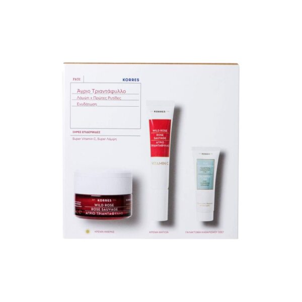 Korres Άγριο Τριαντάφυλλο Κρέμα Ημέρας Ξηρά 40ml Promo (+Κρέμα Ματιών 15ml+Τσάι Ολύμπου Αφρώδης Κρέμα Καθαρισμού 16ml)