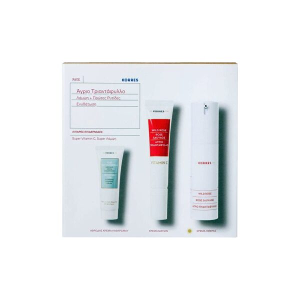 Korres Άγριο Τριαντάφυλλο Κρέμα Ημέρας Λιπ. 40ml Promo (+Κρέμα Ματιών 15ml+Τσάι Ολύμπου Αφρώδης Κρέμα Καθαρισμού 16ml)