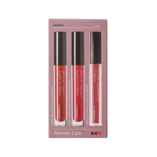 Korres Morello Trio Voluminous Lipgloss 16 & Matte Lasting Lip Fluid 29 & 59