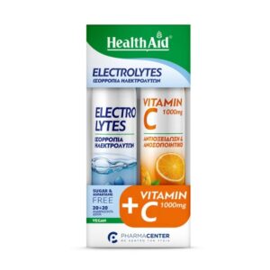Health Aid Electrolytes Combo pack 20+20 Αναβράζοντα δισκία Vit. C 1000mg πορτοκάλι
