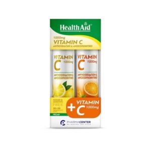 Health Aid Vitamin C 1000mg λεμόνι Combo pack 20+20 Αναβράζοντα δισκία Vit. C 1000mg πορτοκάλι