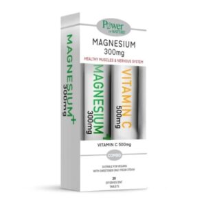 Power Health Promo Magnesium 300mg, 20eff.tabs & Δώρο Vitamin C 500mg, 20eff.tabs