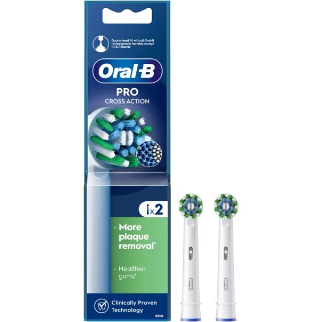 Oral-B Cross Action White Edition Clean Maximiser Ανταλλακτικές Κεφαλές, 2τεμ