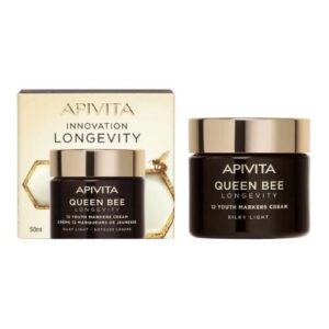 Apivita Queen Bee Longevity Light Day Cream Ελαφριά Βελούδινη Κρέμα Για Δράση Σε 12 Δείκτες Νεότητας, 50ml