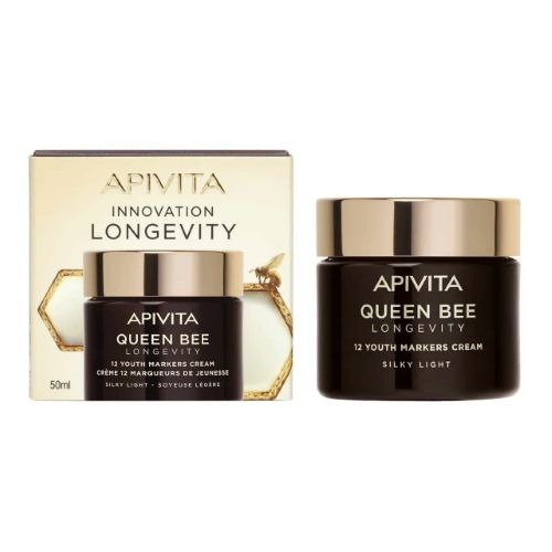 Apivita Queen Bee Longevity Light Day Cream Ελαφριά Βελούδινη Κρέμα Για Δράση Σε 12 Δείκτες Νεότητας, 50ml