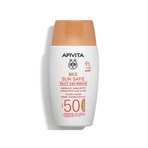 Apivita Bee Sun Safe Daily Age Repair Dry Touch Tinted Λεπτόρρευστη Κρέμα Προσώπου κατά των Πανάδων & Ρυτίδων SPF50 με Χρώμα, 50ml
