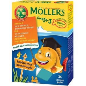 Moller's Omega 3 Ζελεδάκια για Παιδιά με γεύση Πορτοκάλι-Λεμόνι, 36gummies