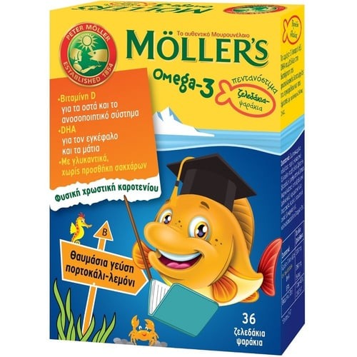 Moller's Omega 3 Ζελεδάκια για Παιδιά με γεύση Πορτοκάλι-Λεμόνι, 36gummies