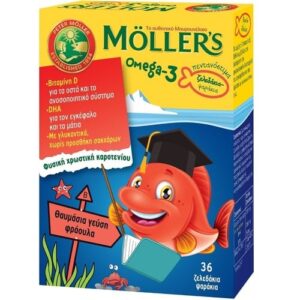 Moller's Omega 3 Ζελεδάκια για Παιδιά με γεύση Φράουλα, 36gummies